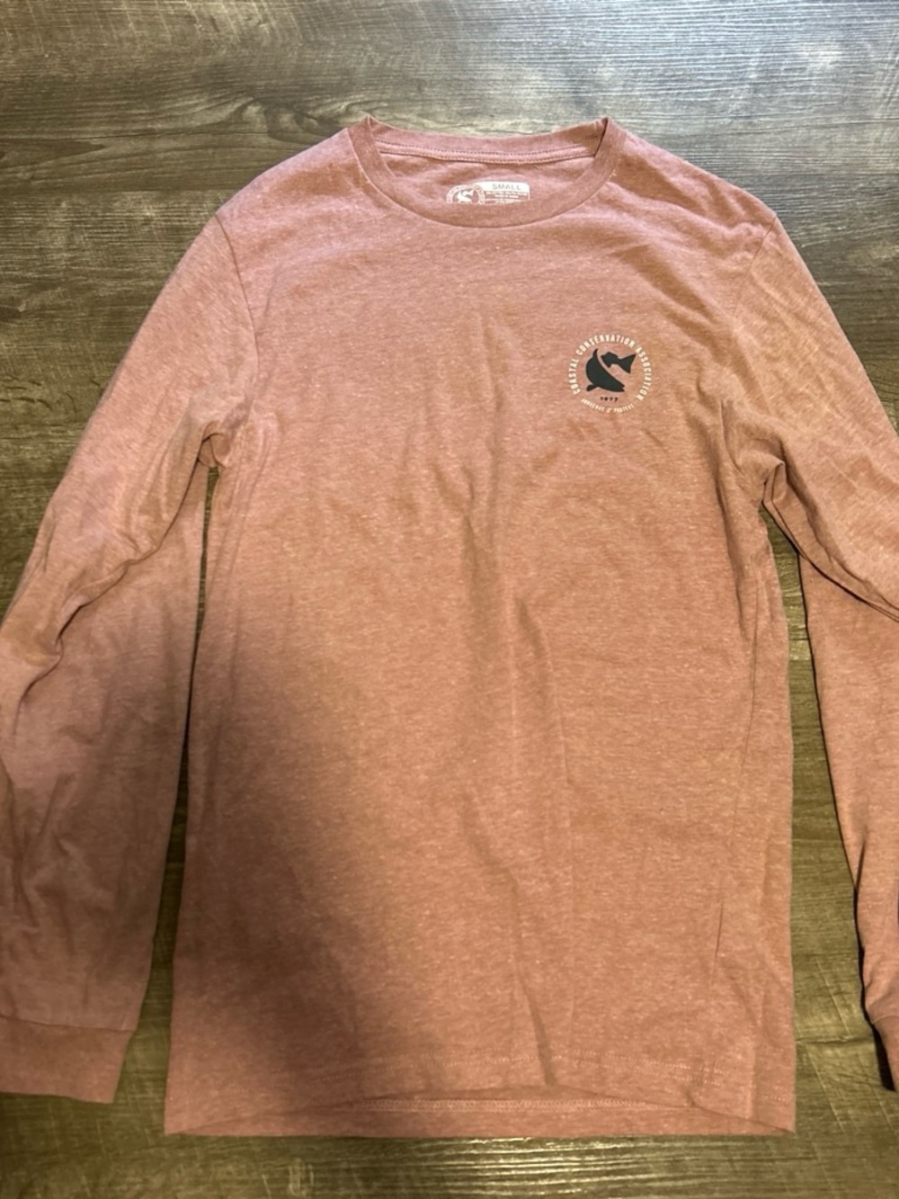 Heather Rose Long Sleeve Crew with Small Chest Logo